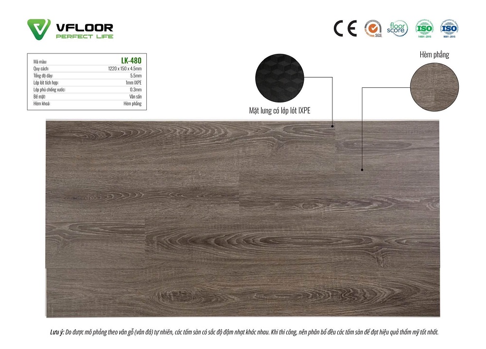 Sàn nhựa hèm khóa SPC Vfloor LK480