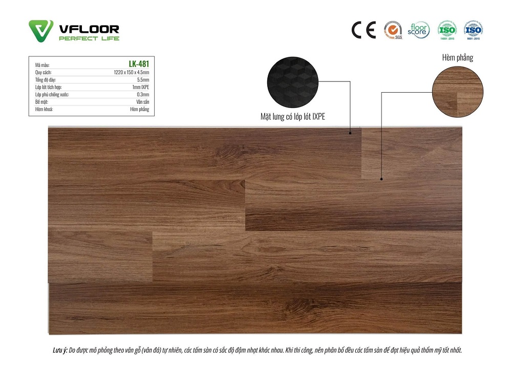 Sàn nhựa hèm khóa SPC Vfloor LK481