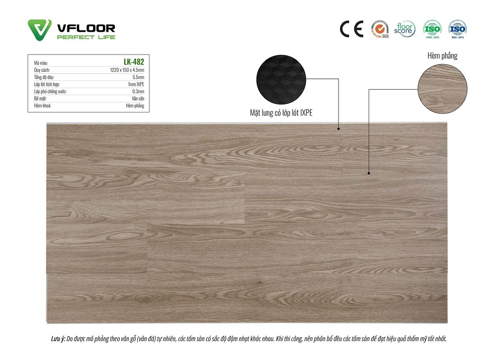 Sàn nhựa hèm khóa SPC Vfloor LK482