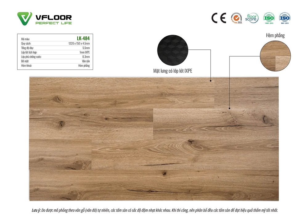 Sàn nhựa hèm khóa SPC Vfloor LK484