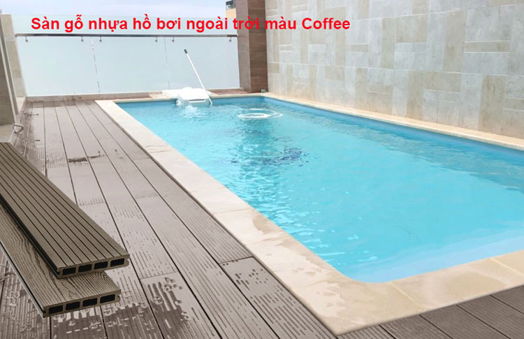 Mẫu sàn gỗ nhựa hồ bơi màu Coffee