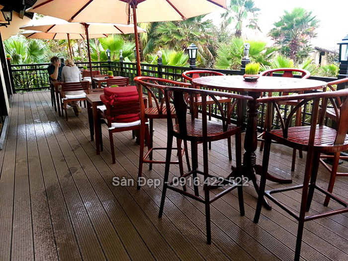 công trình thi công hoàn thiện sàn gỗ nhựa ngoài trời tại các quán Cafe của Sàn Đẹp
