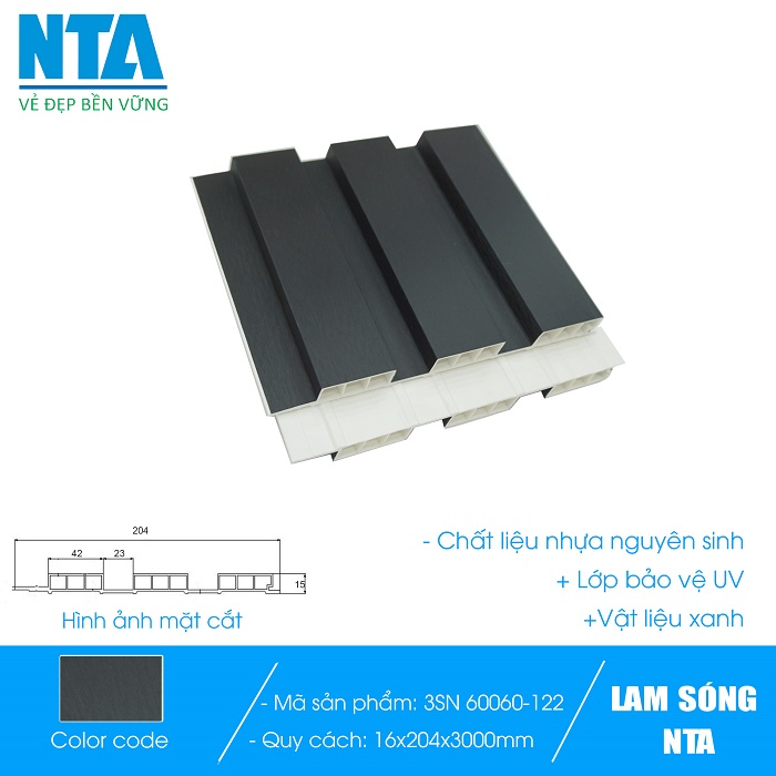 Tấm ốp lam 3 sóng nhỏ NTA 3SN-60060-122