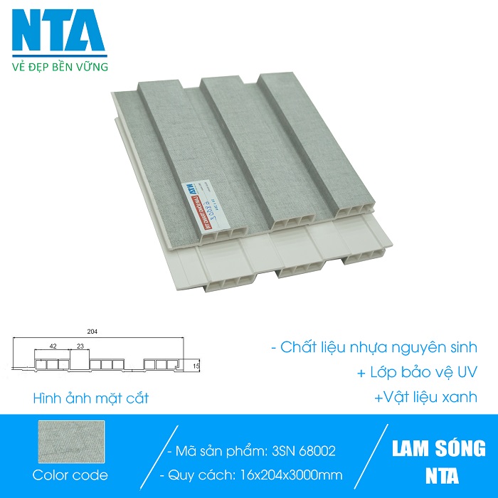 Tấm ốp lam 3 sóng nhỏ NTA 3SN-68002