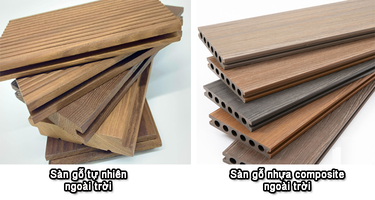so sánh sàn gỗ nhựa composite ngoài trời và sàn gỗ tự nhiên ngoài trời