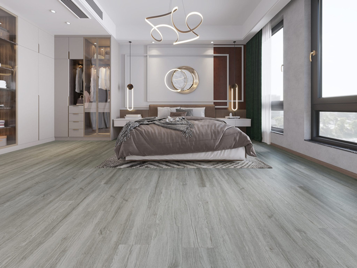sàn gỗ màu xám cho phòng ngủ