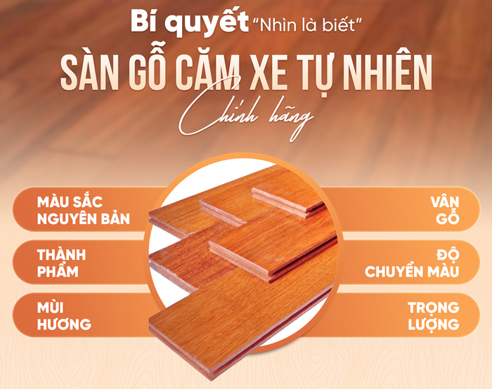 Cách nhận biết sàn gỗ Căm Xe