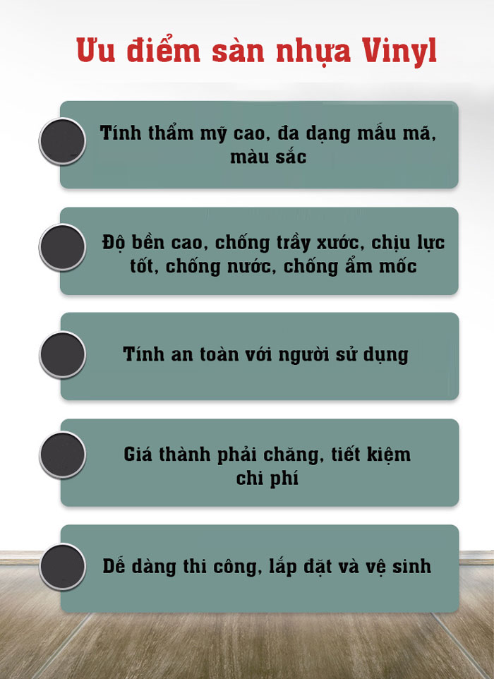 Ưu điểm nổi bật sàn nhựa Vinyl
