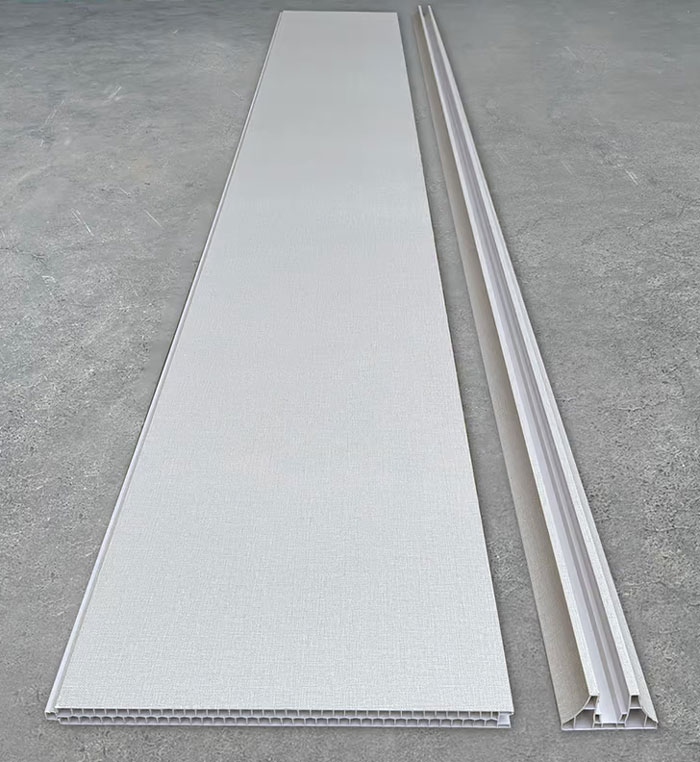 Vách nhựa ngăn phòng vân vải xám ghi