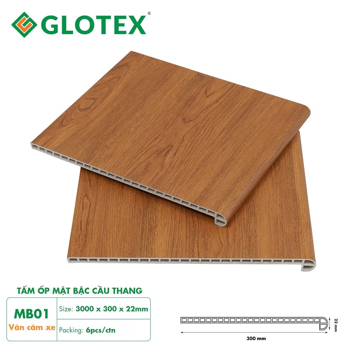 Mặt bậc cầu thang nhựa giả gỗ Glotex MB01
