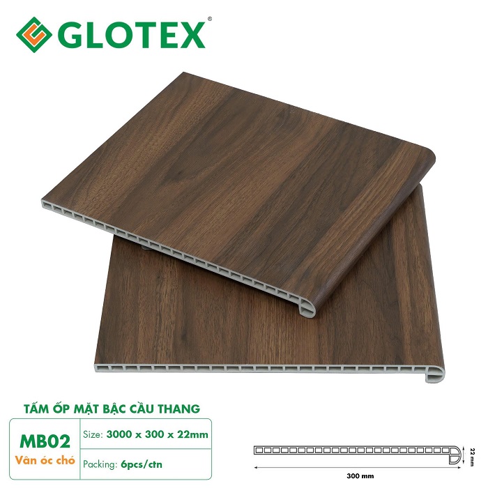 Mặt bậc cầu thang nhựa giả gỗ Glotex MB02