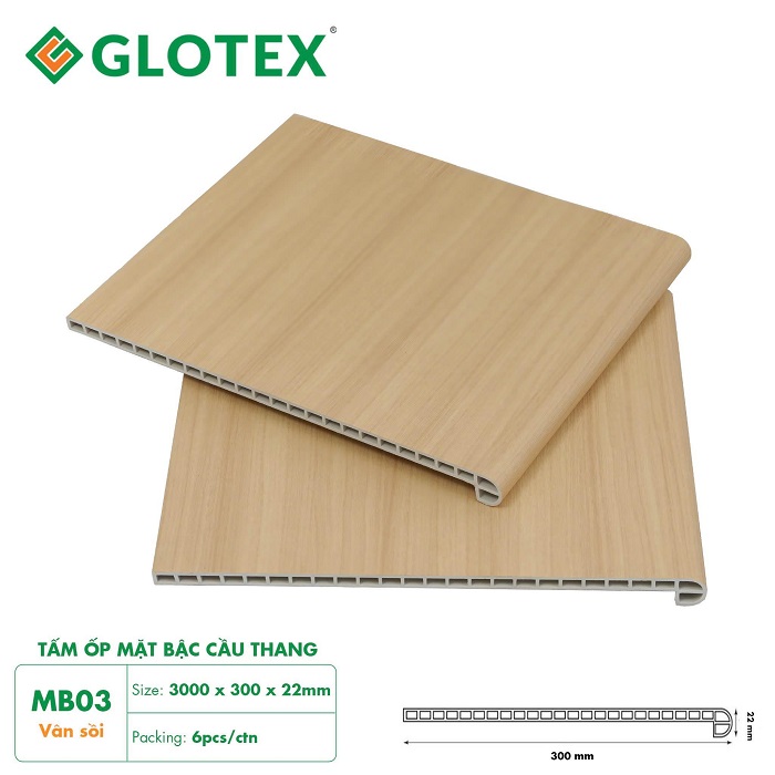 Mặt bậc cầu thang nhựa giả gỗ Glotex MB03