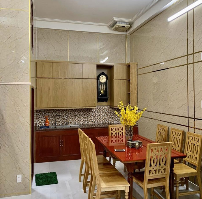 công trình thi công thực tế nhựa ốp tường giả vân đá