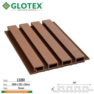 Lam sóng gỗ nhựa ngoài trời Glotex LS261 Brown