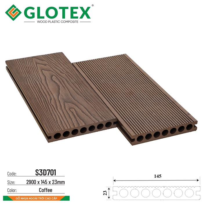 Sàn gỗ nhựa ngoài trời Glotex S3D701