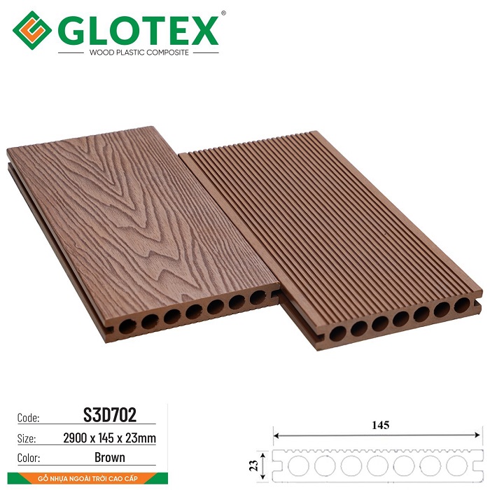 Sàn gỗ nhựa ngoài trời Glotex S3D702