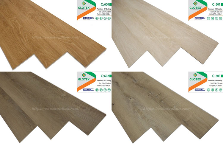 Sàn nhựa hèm khóa Glotex 6mm xốp rời giả gỗ