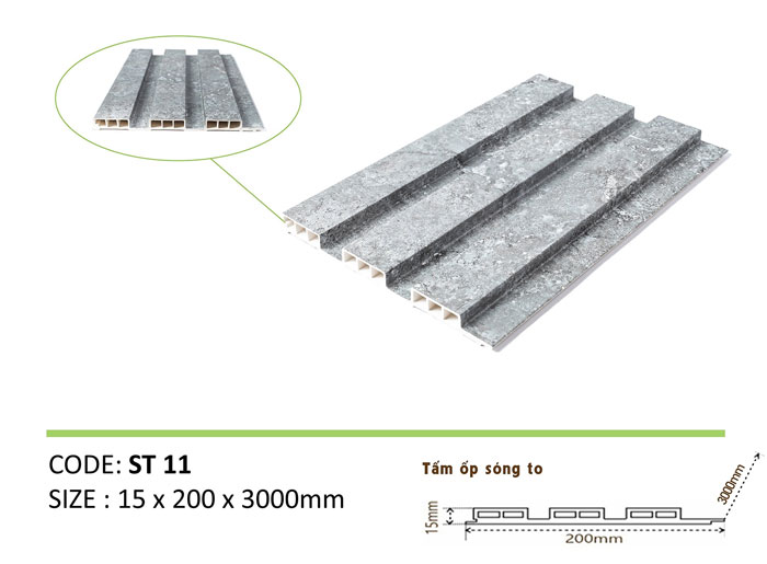 Mẫu tấm nhựa ốp tường giả bê tông lam sóng