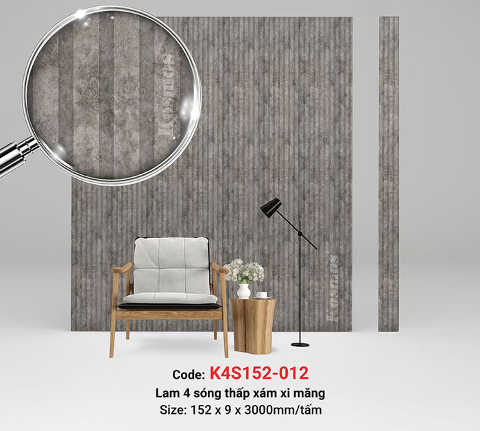 Mẫu tấm nhựa ốp tường giả bê tông lam sóng