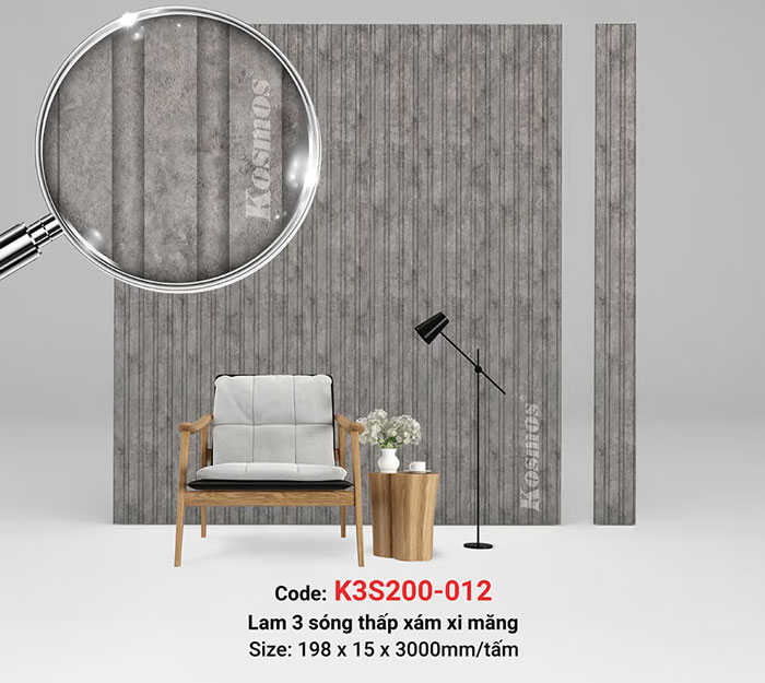 Mẫu tấm nhựa ốp tường giả bê tông lam sóng