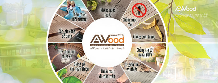 gỗ nhựa ngoài trời Awood