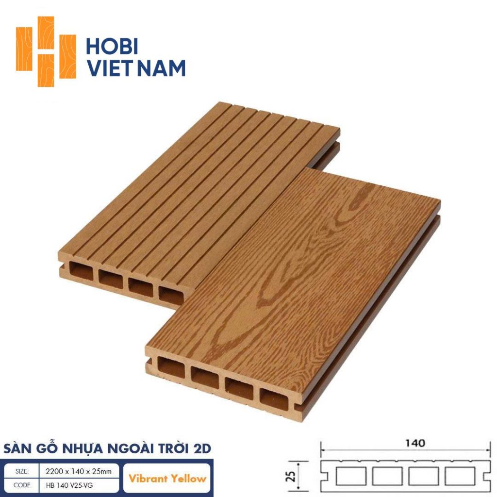 Sàn gỗ nhựa ngoài trời Hobiwood HB 140 V25-VG Vibrant Yellow