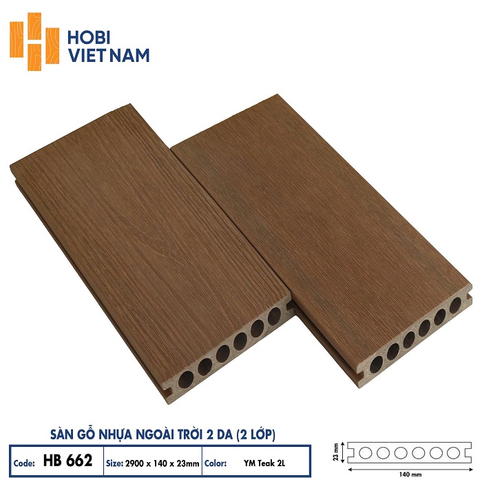 Sàn gỗ nhựa ngoài trời Hobiwood HB 662