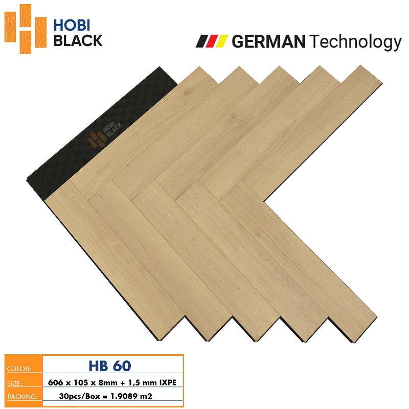 Sàn gỗ xương cá Hobi Black HB60
