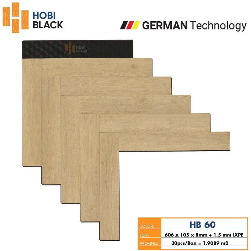 Sàn gỗ xương cá Hobi Black HB60