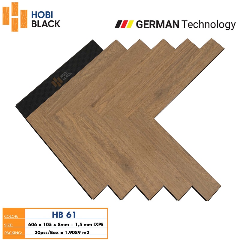 Sàn gỗ xương cá Hobi Black HB61