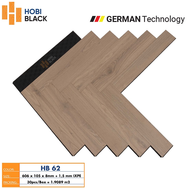 Sàn gỗ xương cá Hobi Black HB62