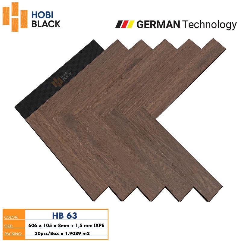 Sàn gỗ xương cá Hobi Black HB63
