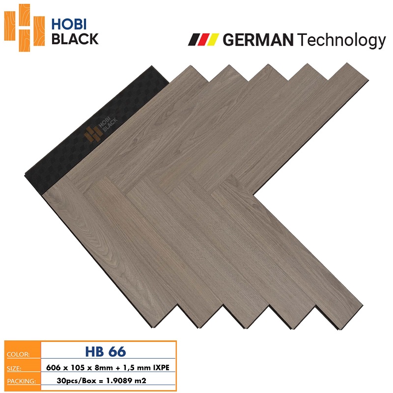 Sàn gỗ xương cá Hobi Black HB66
