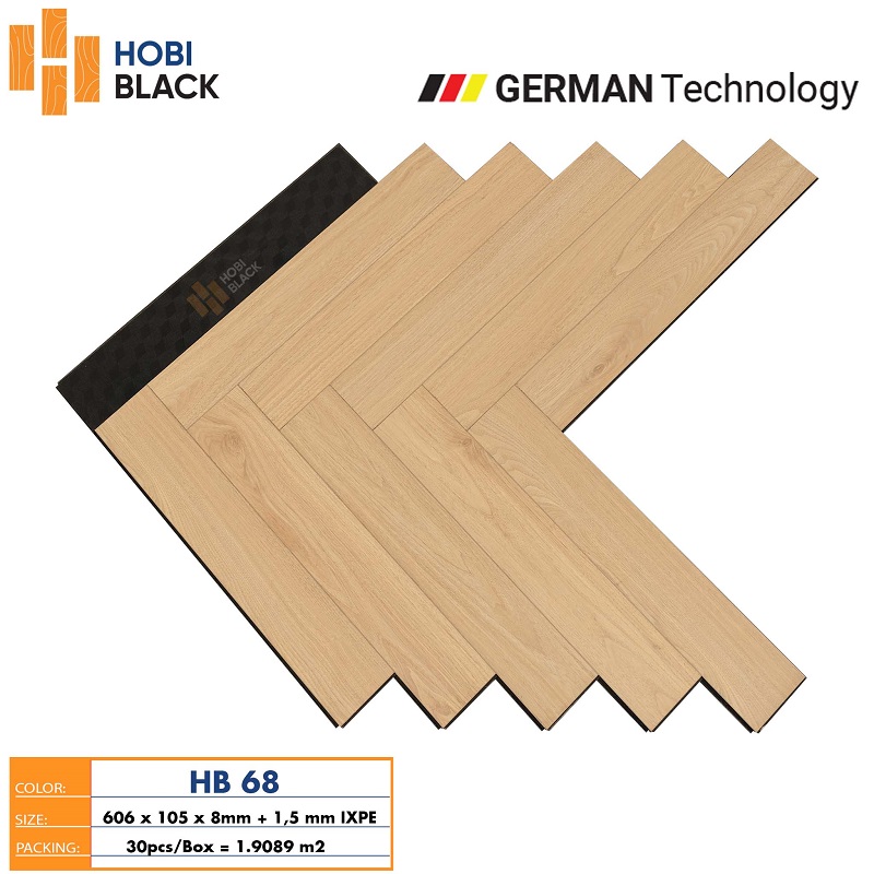 Sàn gỗ xương cá Hobi Black HB68