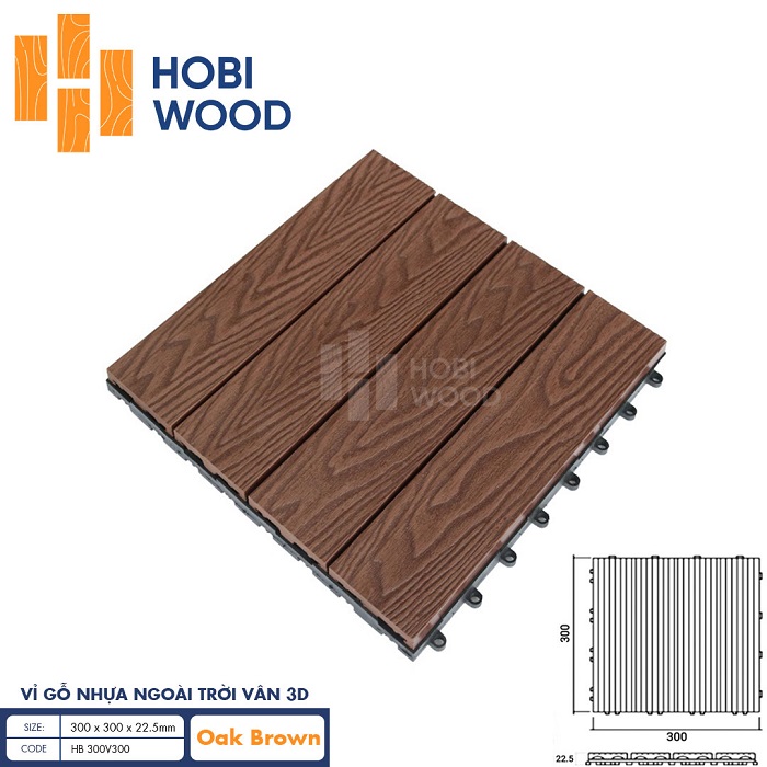 Vỉ gỗ nhựa Hobiwood HB 300V300 Oak Brown