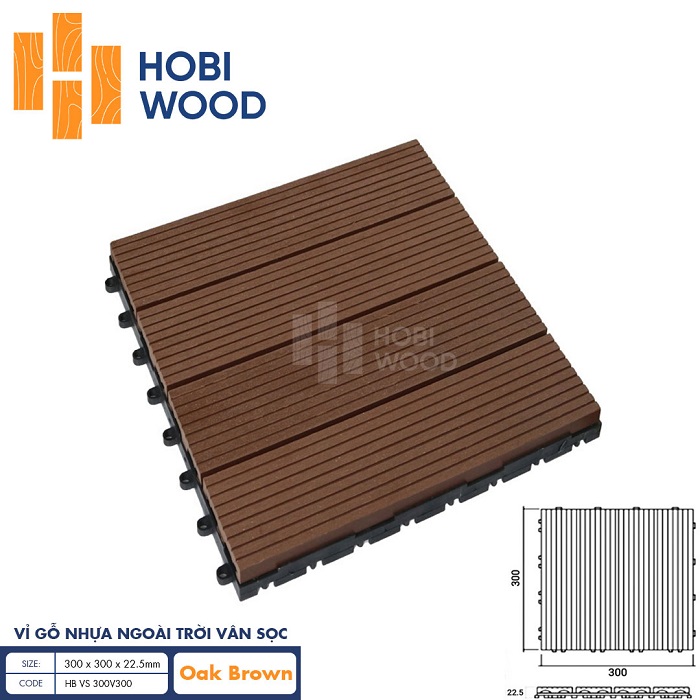 Vỉ gỗ nhựa Hobiwood HB VS 300V300 Oak Brown