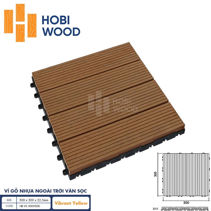 Vỉ gỗ nhựa Hobiwood HB VS 300V300 Vibrant Yellow