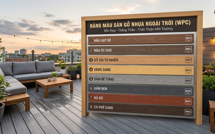 Bảng màu sàn gỗ nhựa ngoài trời