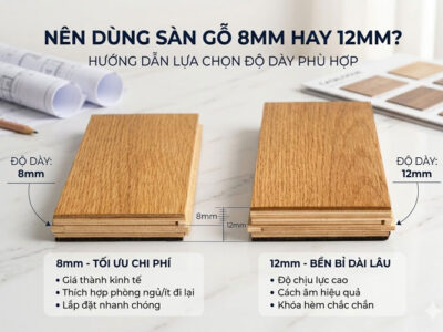 Nên dùng sàn gỗ 8mm hay 12mm