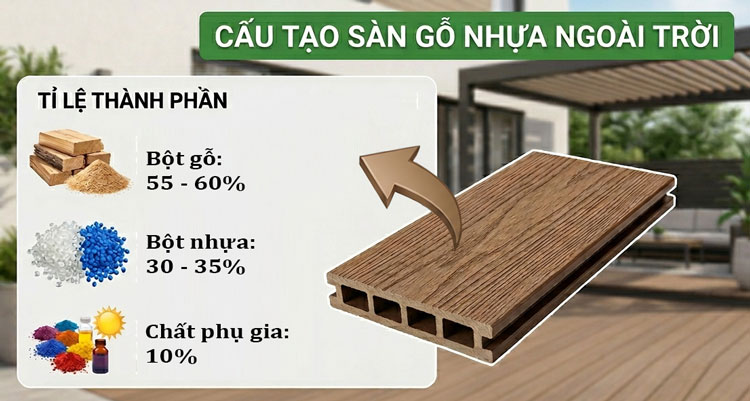 cấu tạo sàn gỗ nhựa ngoài trời