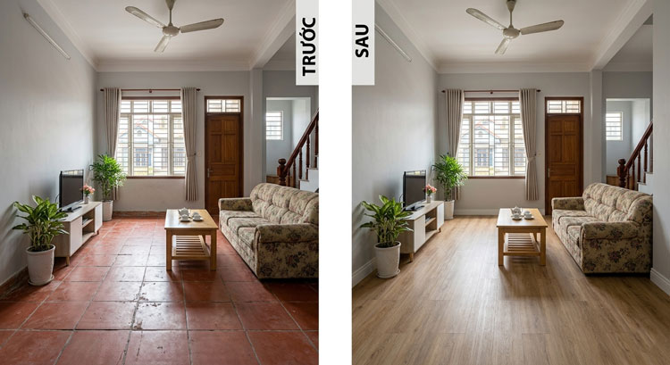Nhà ở trước và sau khi lát sàn nhựa SPC