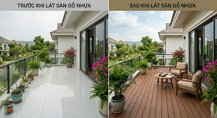 sàn gỗ nhựa ngoài trời lát ban công