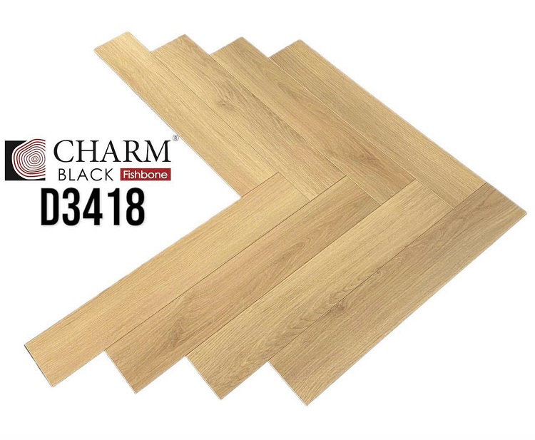 Sàn gỗ xương cá cốt đen Charm Wood D3418