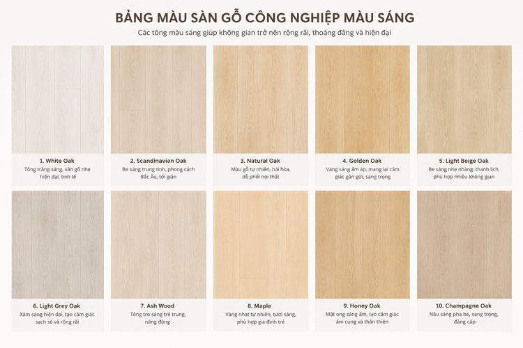 Các tông màu sàn gỗ sáng đẹp nhất hiện nay