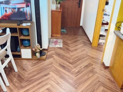 Công trình hoàn thiện sàn gỗ xương cá Teka A05 cho nhà chung cư tại Hà Nội