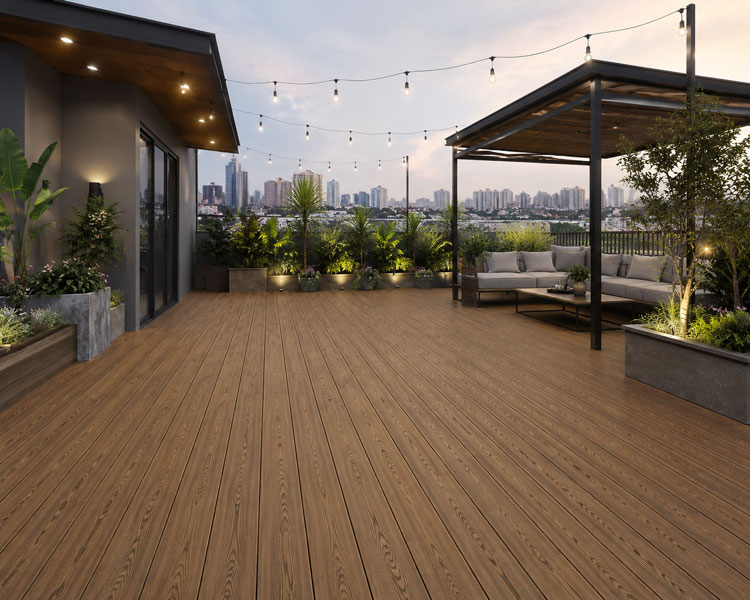 Mẫu sàn gỗ nhựa ngoài trời vân 3D