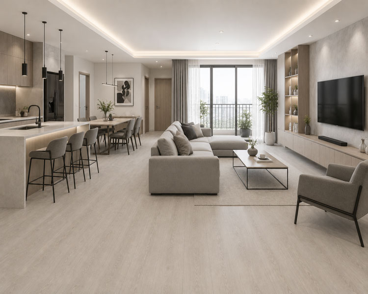 Sàn gỗ màu sáng Light Grey Oak