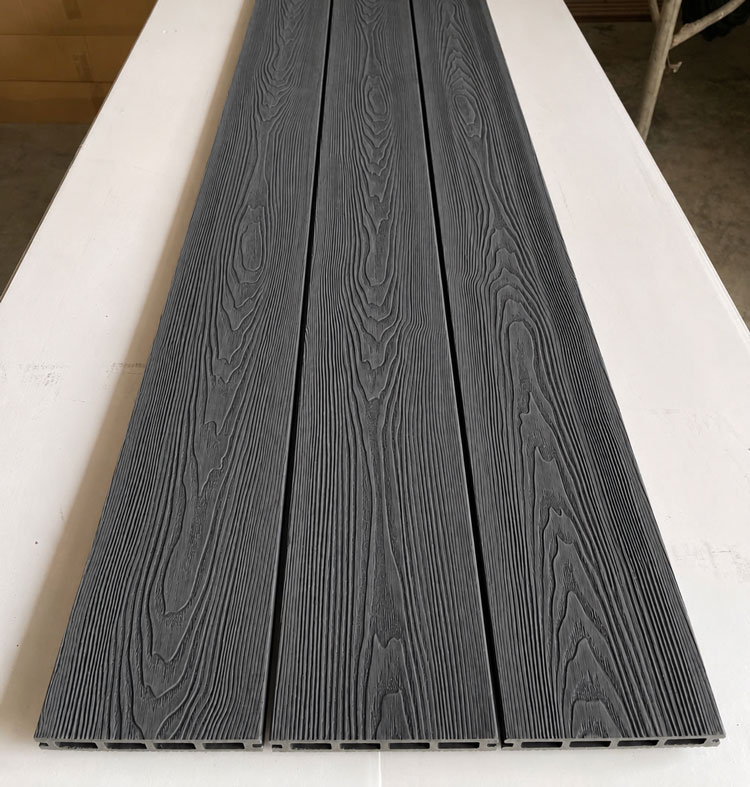 Sàn gỗ nhựa ngoài trời vân 3D màu Dark Grey