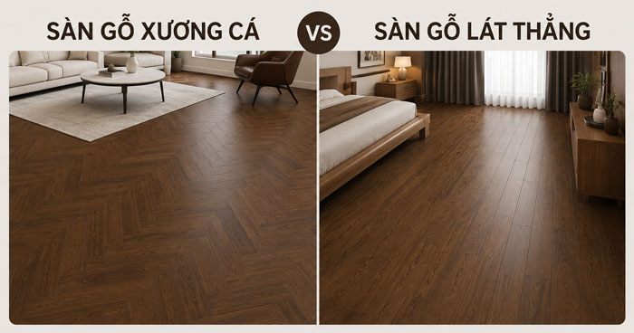 So sánh sàn gỗ xương cá và lát thẳng