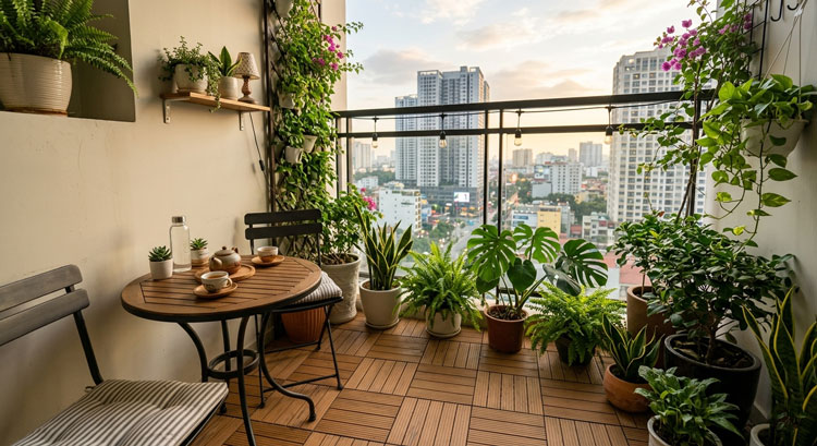 Vỉ gỗ nhựa ban công
